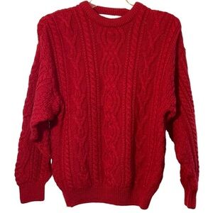 Aran Crafts Cable knit Fisherman’s Wool Sweater made in Ireland. Size Medium GUC